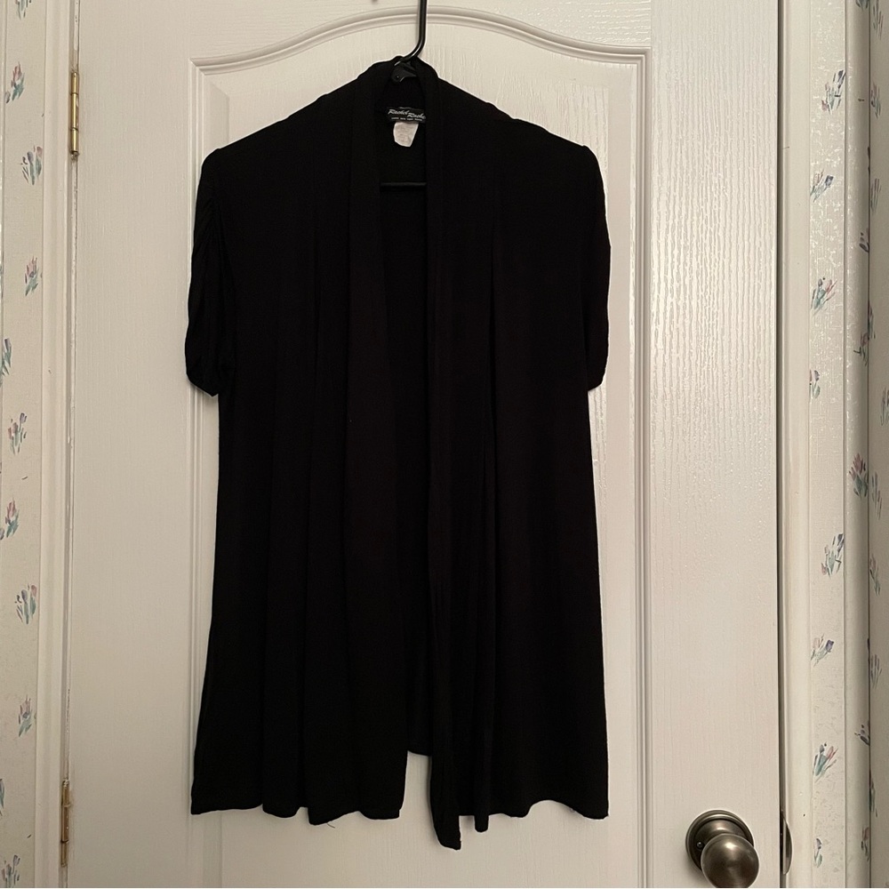 Elegant Black Women's Cardigan lightweight cotton blend
